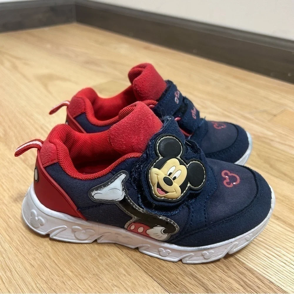 Mickey Mouse Sneakers Sz 10 Blue Red Kids Toddler Strap Closure Shoes Disney